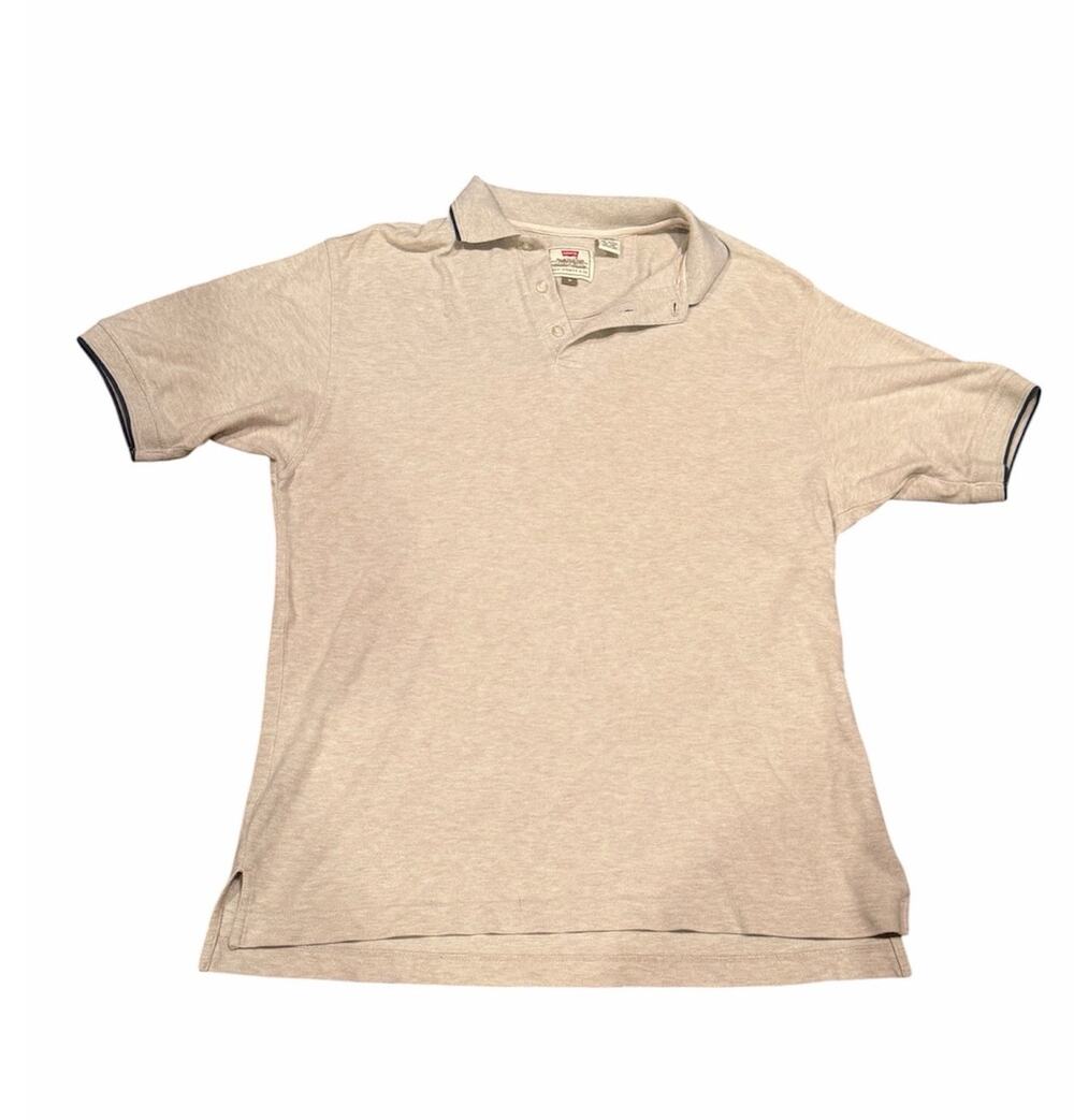 Vintage Levi's Polo Shirt Cream Cotton Made in USA Retro Casual Mens Medium